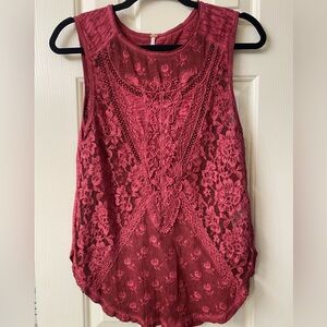 Free People Not So Sweet Elegant Lace Sleeveless Tank Top - Size XS